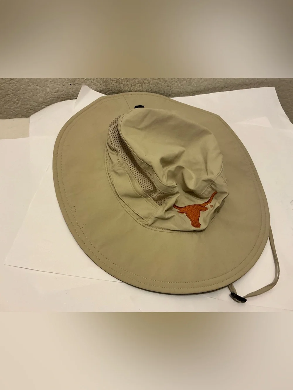 Columbia Tan Wide-Brim Sun Hat with Orange Longhorn Emblem